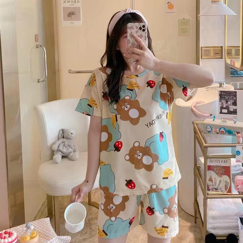 Piyama Baju Tidur Import Wanita Fashion Sleepwear Spandex Stelan Rumah Baju Santai Celana Pendek z-HP-Everyday Bear