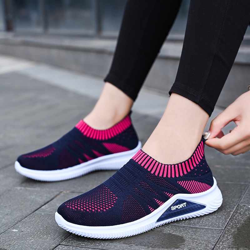 QINGSHUI Sepatu Wanita Sneakers .Kaus Kaki Nyaman Sepatu Lari Sepatu. Bernapas Sepatu Slip On Wanita. Berkualitas Tinggi Sepatu Wanita