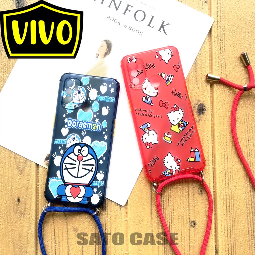 Case VIVO - Sling Case Silikon Kartun Y53 Y71 Y81 Y83 Y91C Y1S Y95 Y91 Y93