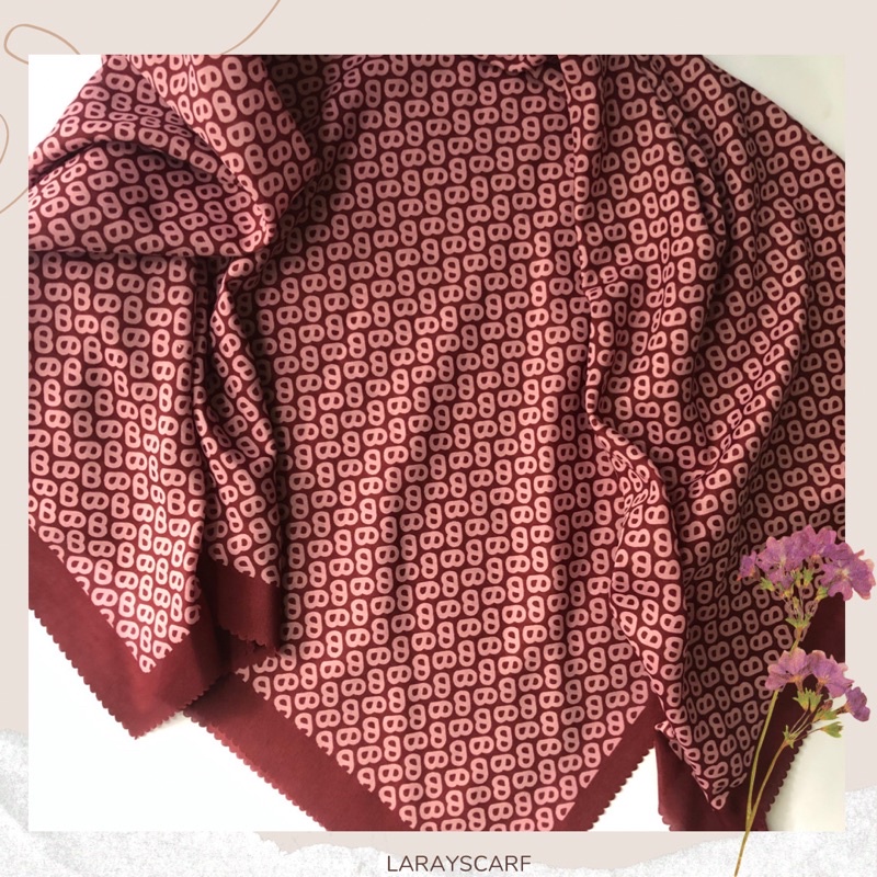 Hijab Voal Motif Button Premium Merah Tua