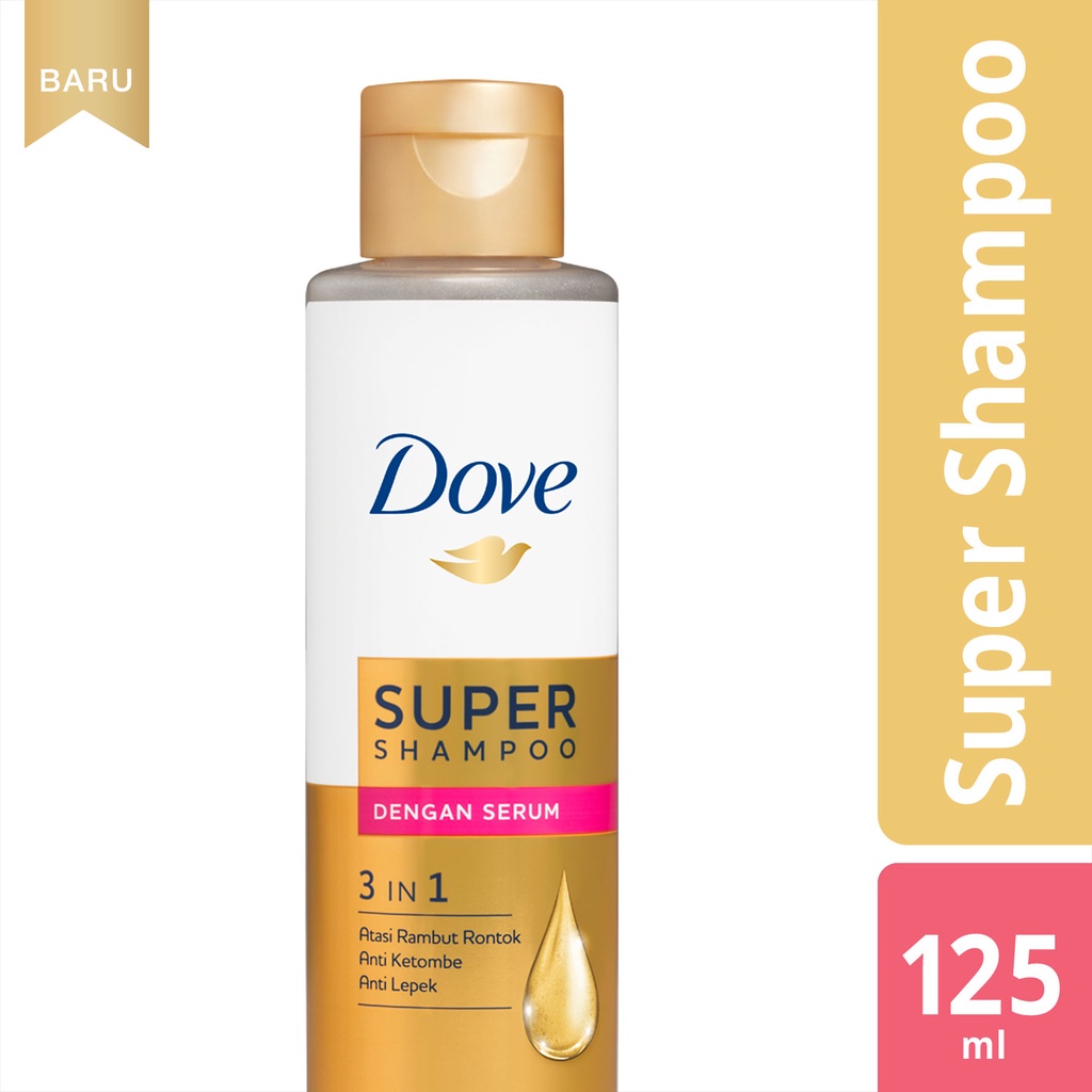 Dove 3 In 1 Super Shampoo Hair Serum 125Ml - Anti Lepek Anti Ketombe Anti Hair Fall