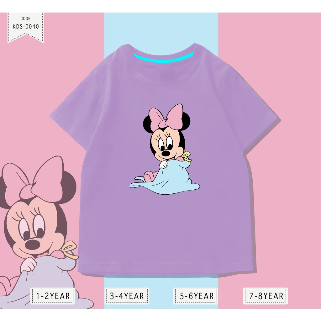 KAOS ANAK CEWEK / PEREMPUAN BERGAMBAR MINNIE BABY / PREMIUM 24S / 1-8THN / BAJU ANAK CEWEK LUCU / BA