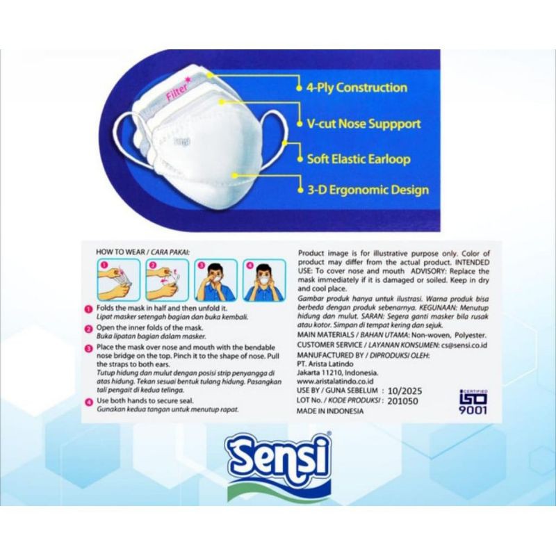 MASKER SENSI CONVEX 4PLY/ISI 2