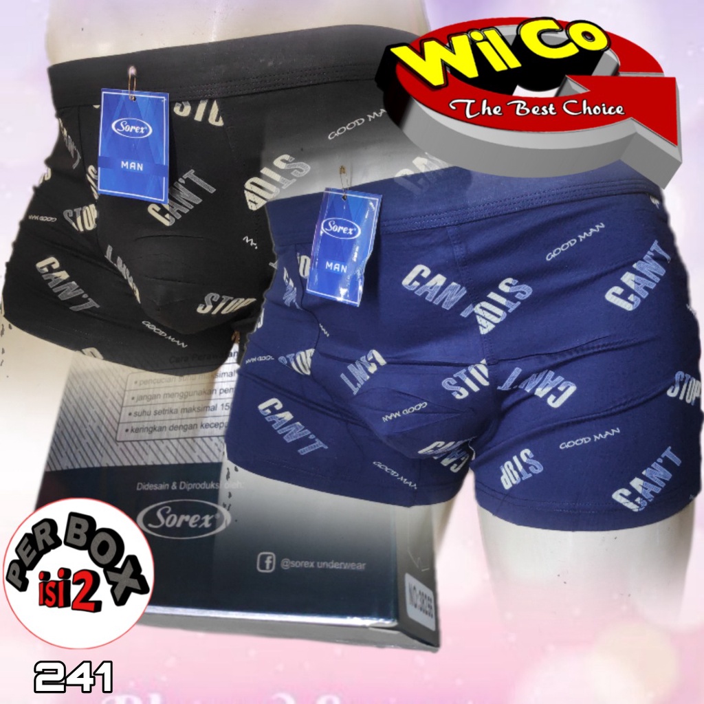 K241D - (DIJUAL PER 1 BOX ISI 2 Pcs) CELANA DALAM BOXER PRIA SOREX SIZE M - XL