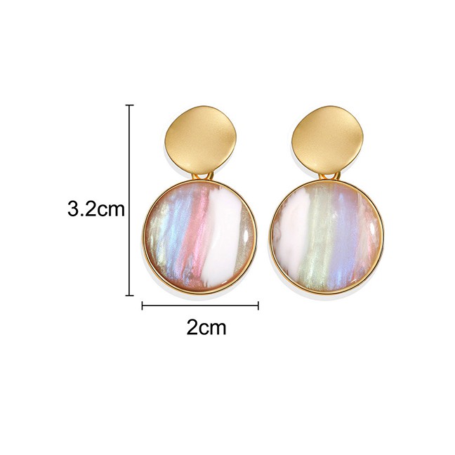LRC  Anting Tusuk Fashion Color Alloy Inlaid Jade Earrings D31674