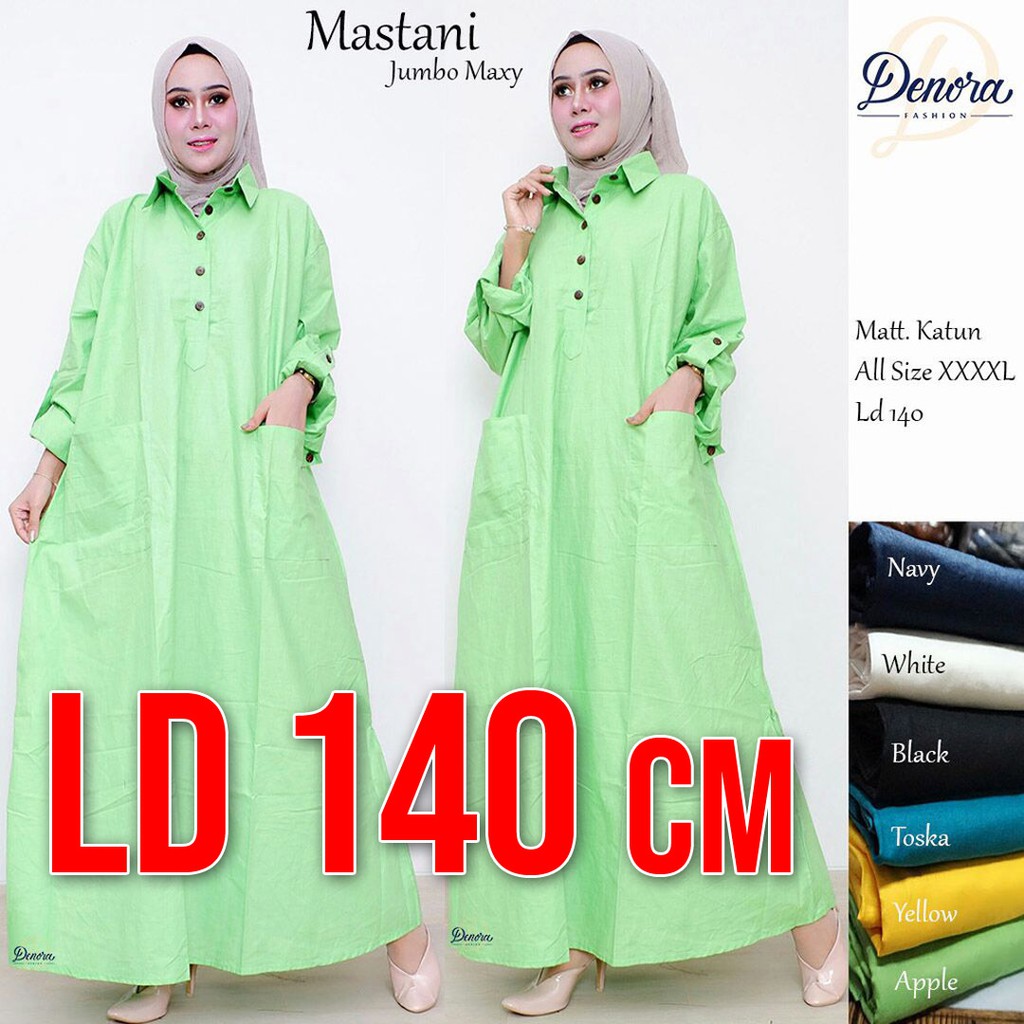 MASTANI GAMIS CANTIK JUMBO SIZE BAHAN KATUN LD 140 Fit XXXXL - Bumil SYARI BUSUI OK NYAMAN DIPAKAI