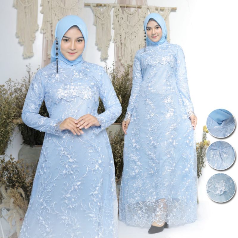 IndahKebaya | GAMIS LEBARAN / KEBAYA GAMIS SEKAR TILLE / DRESS MUSLIMAH TERBARU / GAMIS PESTA JUMBO