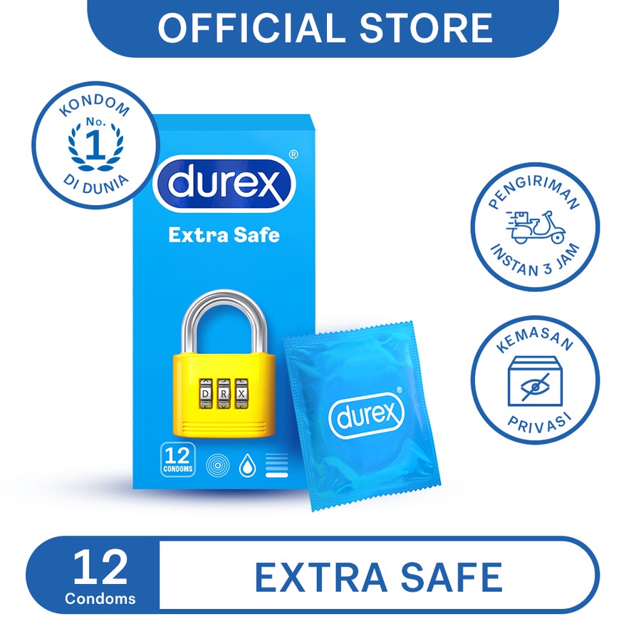 Durex Extra safe - isi 12 foil - Kondom Tebal Lebih Aman