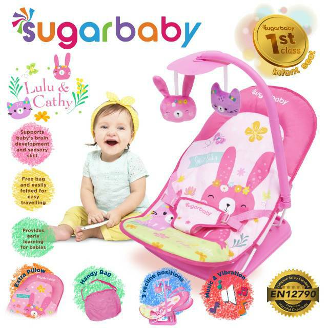 INFANT SEAT SUGARBABY FOLD UP Bouncer Bayi Sugar Baby Infant Seat with Toy rossie Rabbit BABY BATHER INFANT SEAT SPACEBABY ZX2109 Baby Fold Up Infant Rocker Spacebaby infant seat proyektor ZX-2109 / tempat duduk bayi SPACE BABY INFANT SEAT MUSIC & SHOOTE-1
