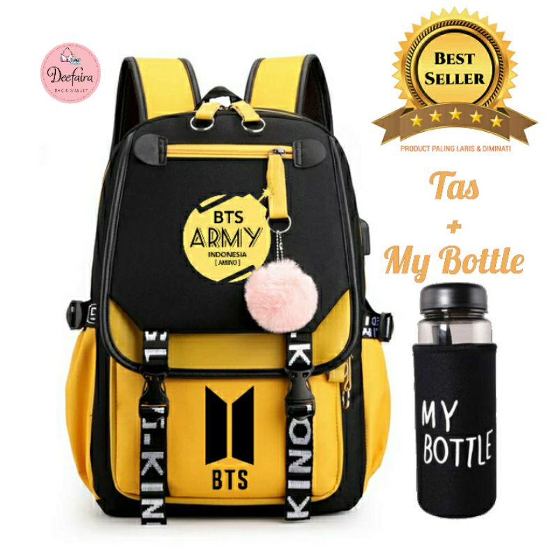 Tas Sekolah Wanita Kp0p Backpack Anak Perempuan Set Pompom My Bottle