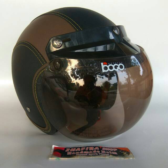 HELM BOGO HANDMADE ZHAFIRASHOP HELM HITAM COKLAT susu