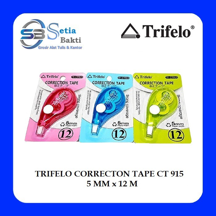 

TRIFELO Correction Tape CT 915 - Tip Ex Rol Kertas 5 mm x 12 meter - 1 Pcs
