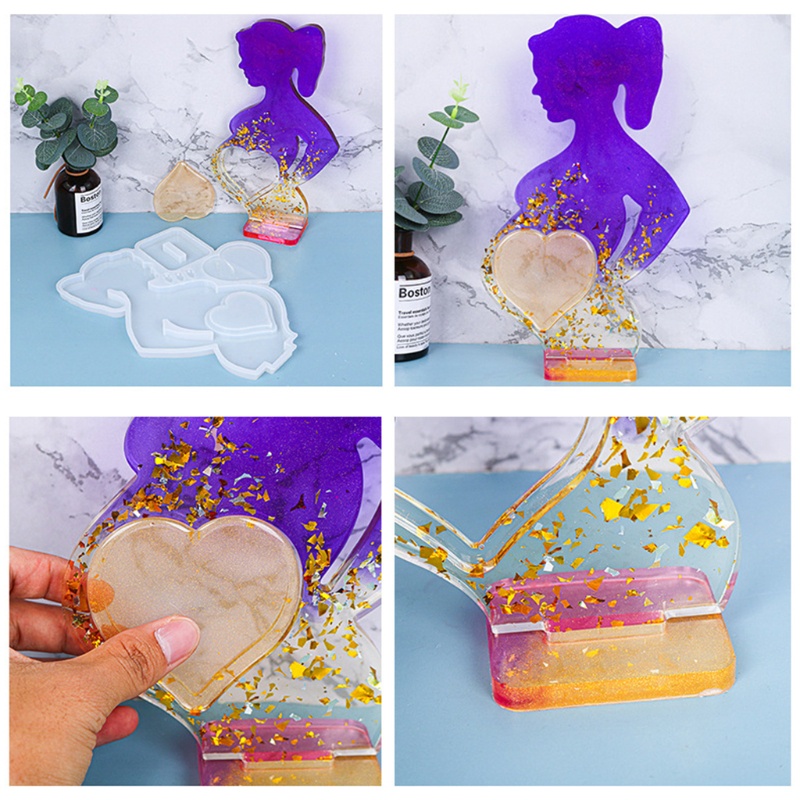 SIY  Heart Mom Picture Photo Frame Epoxy Resin Mold Silicone Soap Mold for Home Decoration DIY Crafts