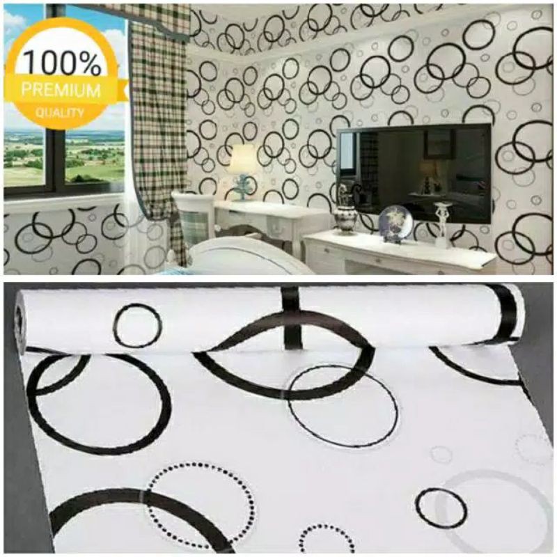 wallpaper stiker dinding murah motif bulet hitam