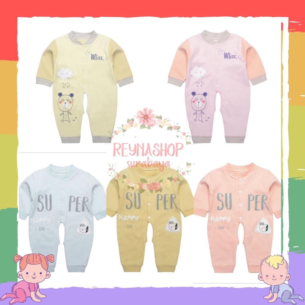 (UBK-UBO) Jumper Panjang Bayi Kancing-Jumsuit Bayi-Baju Tidur Bayi Anak Panjang Import