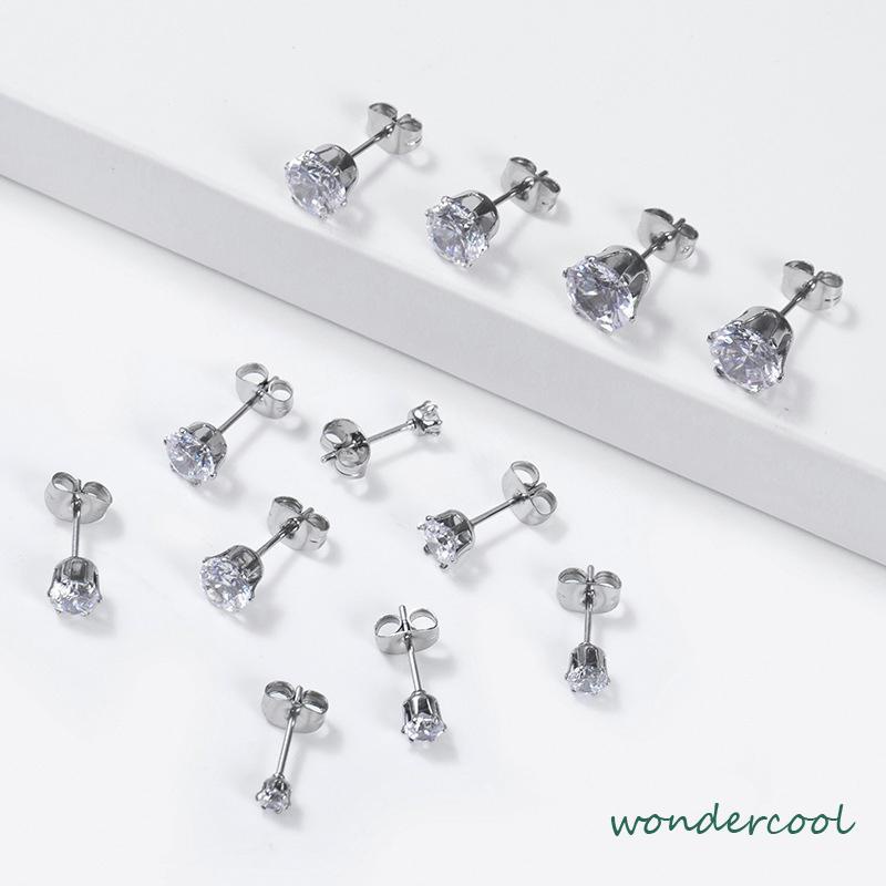 1PC Anting Tusuk Anti Karat Anti Alergi Zirkon Mini Stainless Steel Kualitas Tinggi Aksesoris Wanita -Won