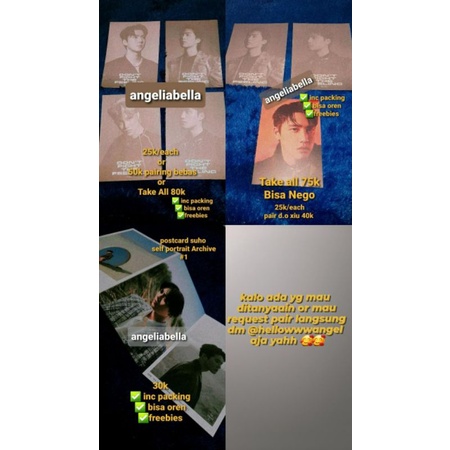 POSTCARD PC EXO OFFICIAL Kai Sehun Xiumin D.O DFTF Suho Self Portrait Archive #1 (BACA DESKRIPSI)