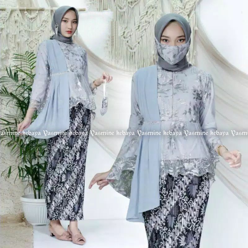 SETELAN AURORA SELENDANG LILAC/LAVENDER /KEBAYA WARNA UNGU-6