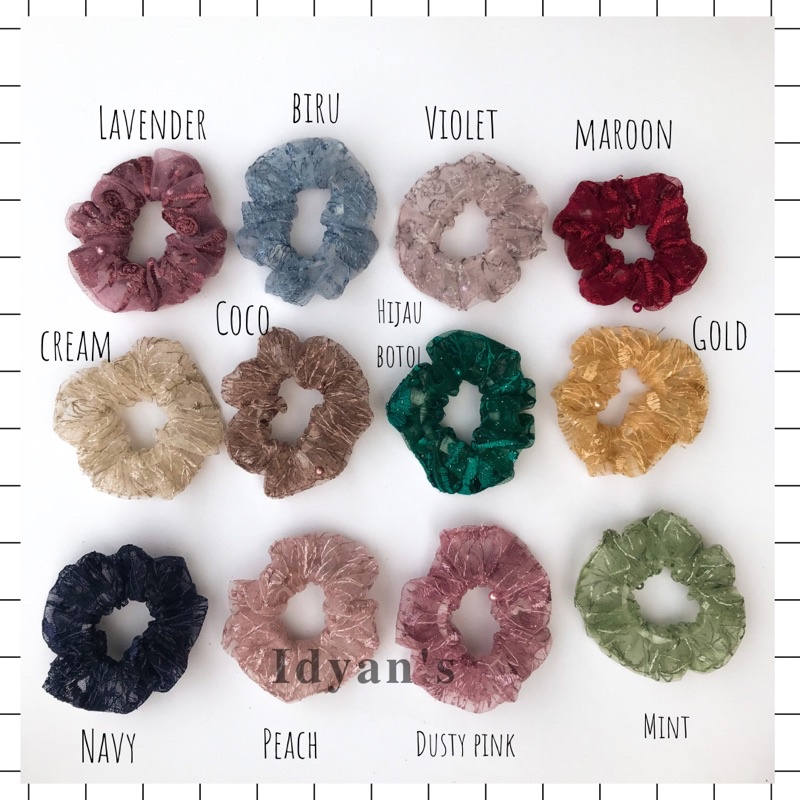 SCRUNCHIES TULE GLITTERS SIZE MEDIUM COCOK UNTUK SOUVENIR