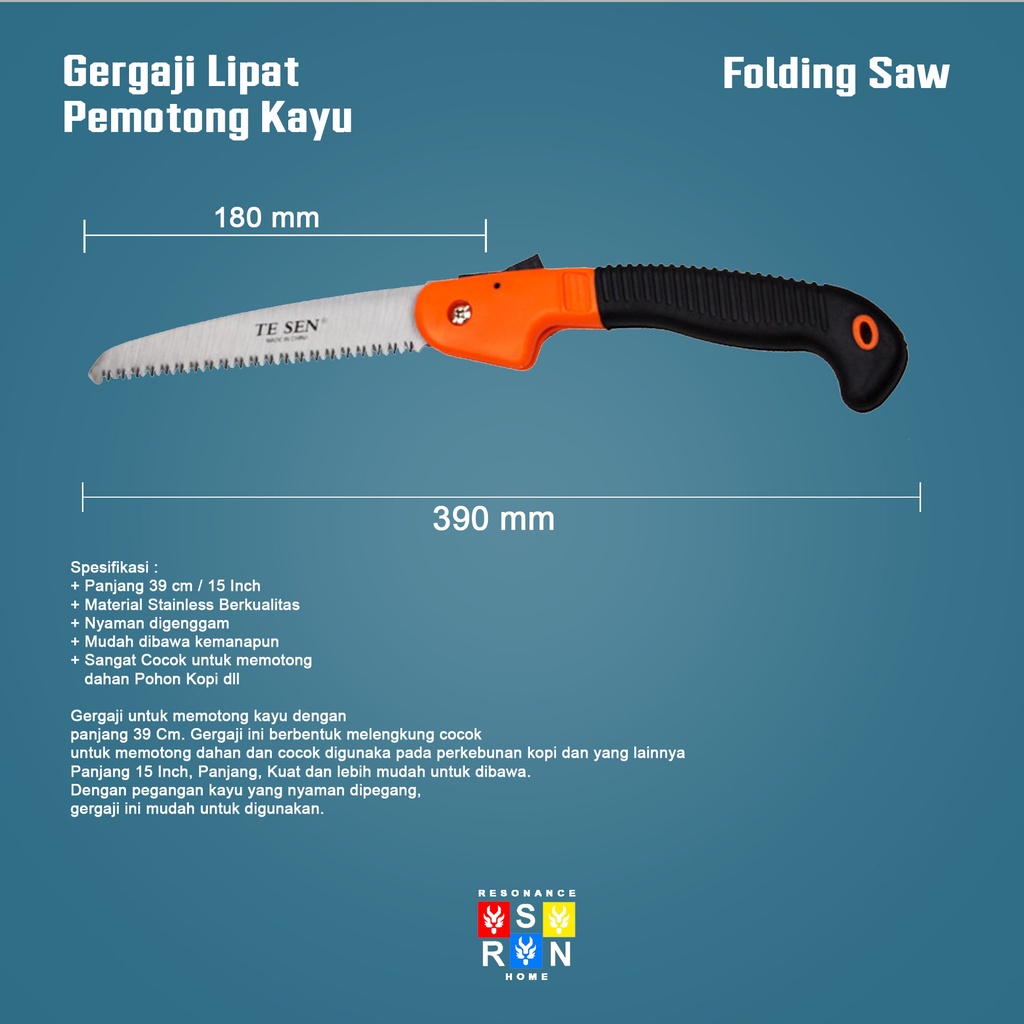 Gergaji Lipat Pemotong Dahan Kayu Pohon Tajam Folding Pruning Saw Resonance Home