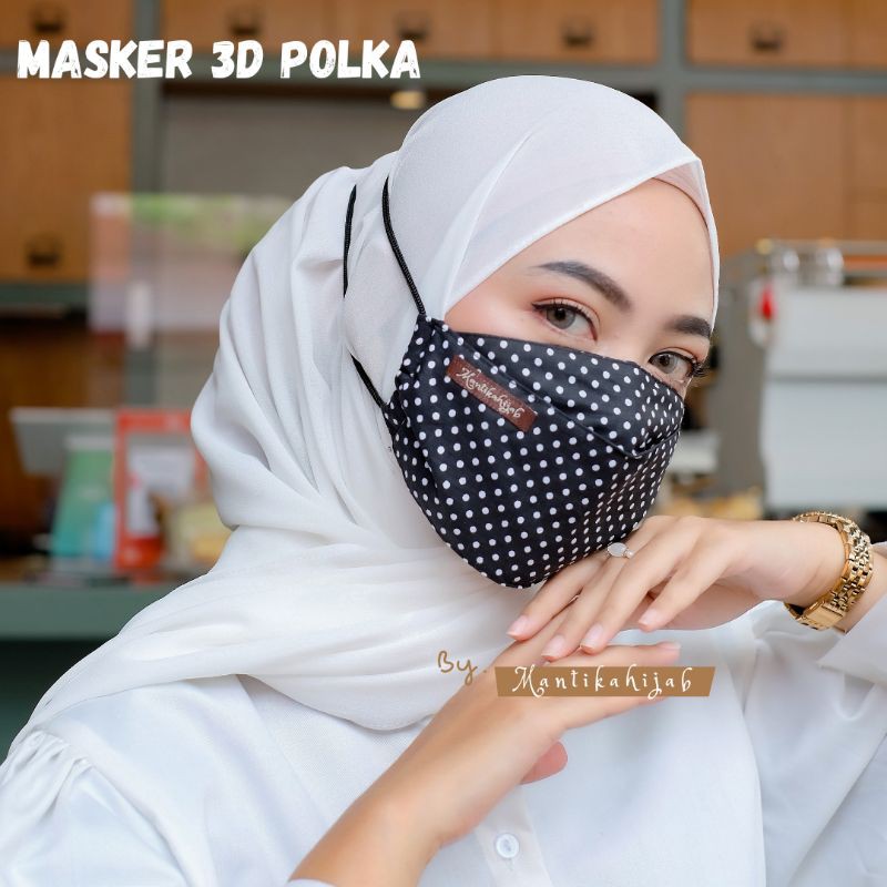 MASKER DUCKBILL 3D POLKADOT MASKER KAIN DUCKBILL MASKER TALI MASKER HIJAB KAIN