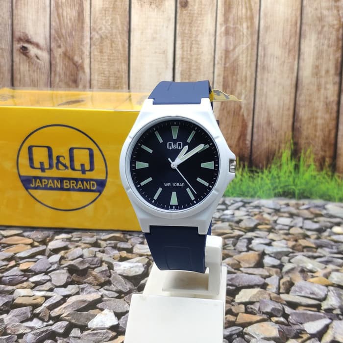 [COD] JAM TANGAN PRIA Q&Q QnQ QQ ANALOG STRAP KARET BIRU VQ66J811Y ORIGINAL GARANSI KOTAK KADO KEREN
