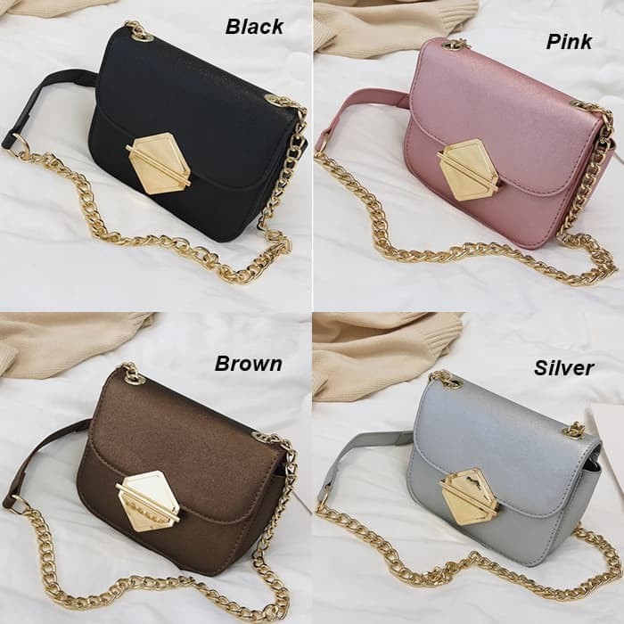 Sling Bag PJ305 Tas Selempang Rantai Cewek Fashion Kekinian Korea Baru