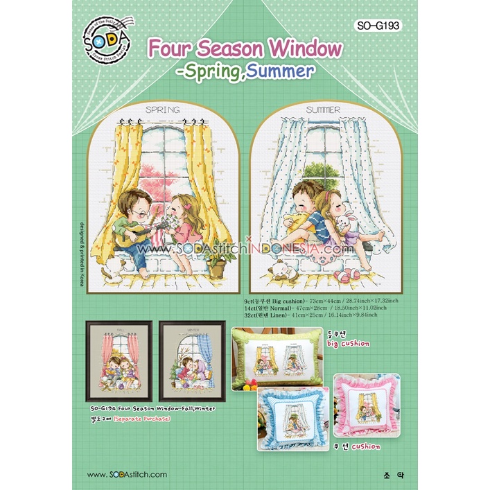 Paket DIY Craft Sulam Kristik Sodastitch Soda Stitch Original Asli SO-G193 Four Season Window Spring Summer