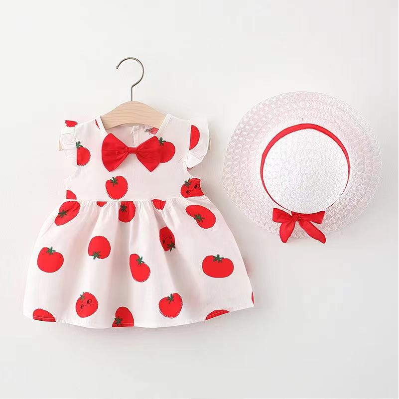 DRESS+TOPI IMPORT/DRESS ANAK PEREMPUAN 1thn-4thn SKU0009