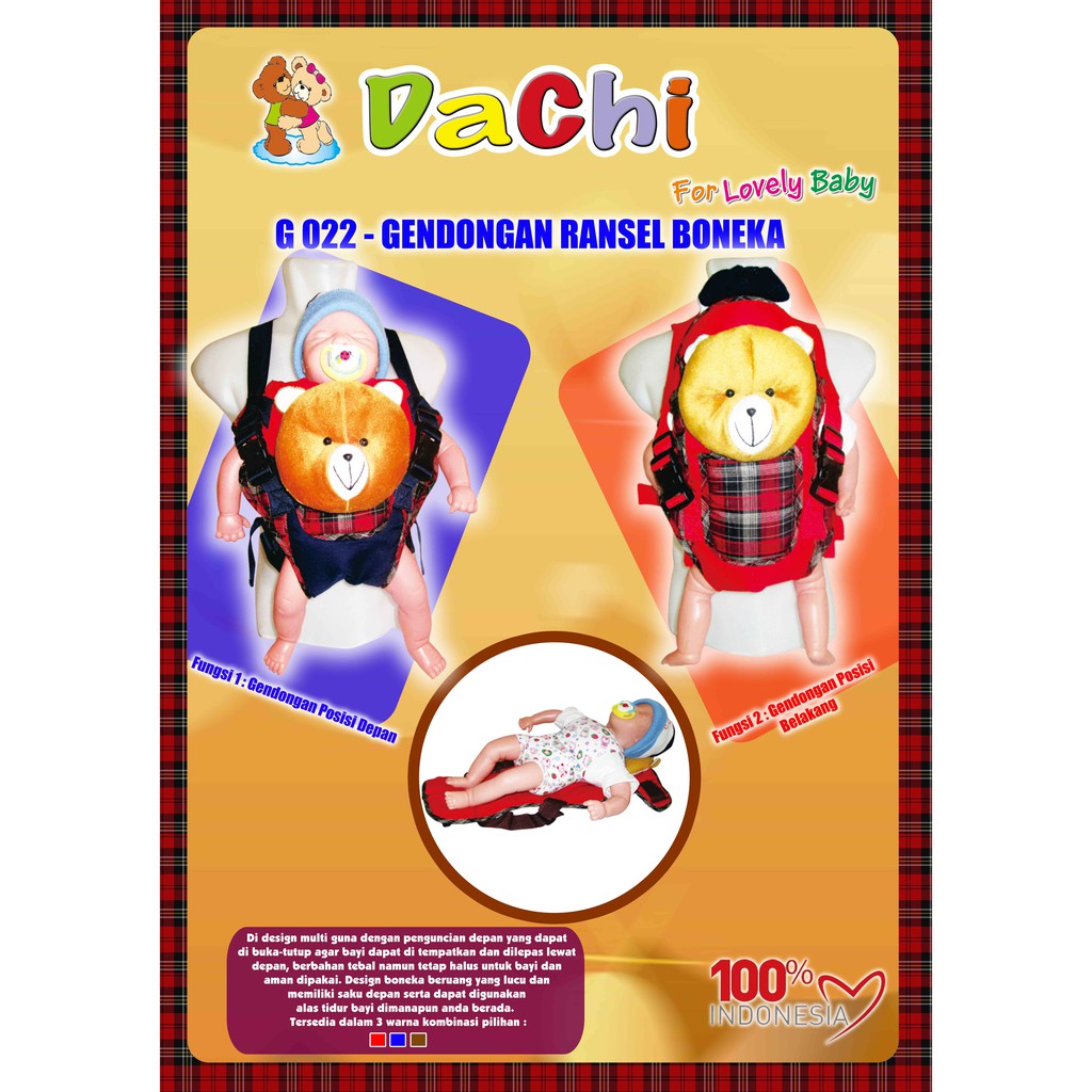 Gendongan Depan Ransel Boneka Dachi - G022