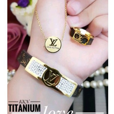 Titanium Set Perhiasan Wanita Gold 48228