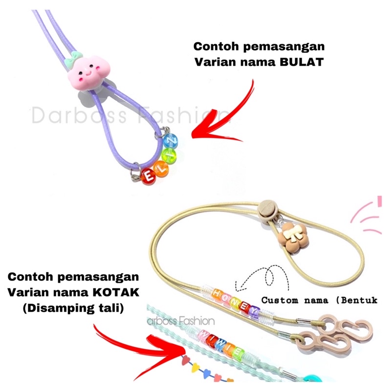 (PART 2 STP) strap masker clay princess CUSTOM NAMA / strap masker anak dan dewasa / tali kalung masker / konektor masker hijab headloop earloop / clay resin / mask extender / strap masker 2in1 / tali masker anak laki-laki