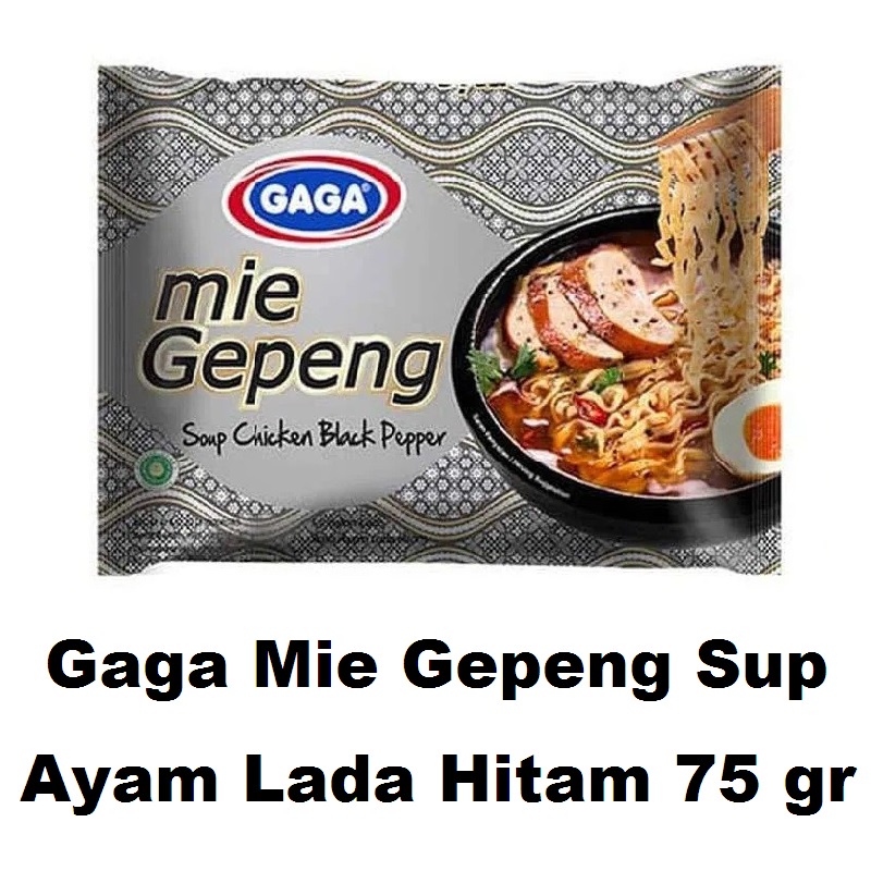 

Gaga Mie Gepeng Sup Ayam Lada Hitam 67 gr - Mie Gepeng Gaga