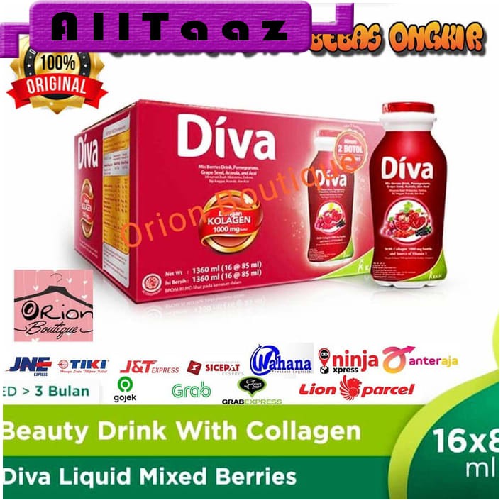 Diva Beauty Drink Collagen Mixed Berry 1 dus isi 16 pcs