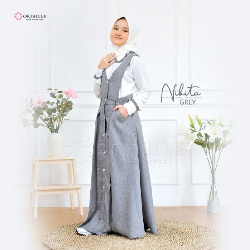 BAJU MUSLIM OVERALL NIKITA || MILO || LILAC || DUSTY || GREY ORIBELLE