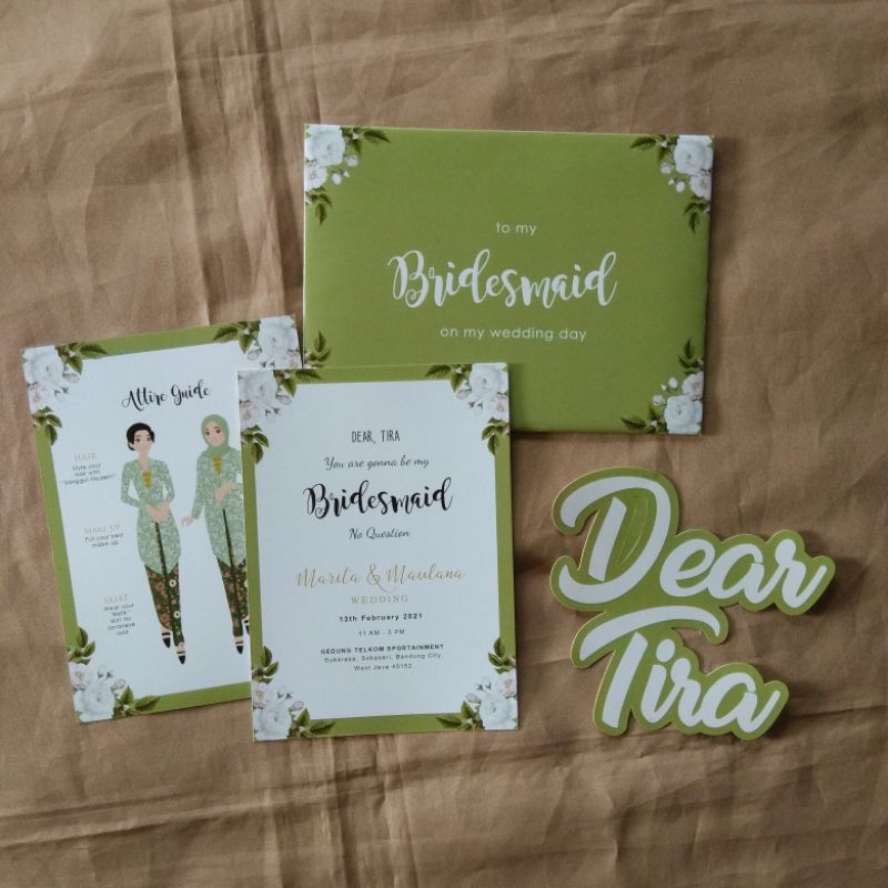 

paket bridesmaid card + stiker nama | undangan bridesmaid