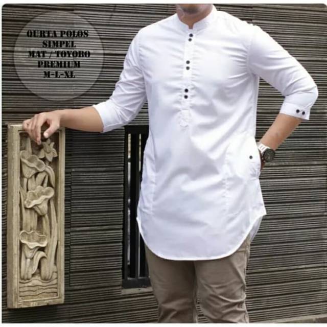  Baju  Koko Taqwa  Visan Putih  Polos Muslim Pria Dewasa 