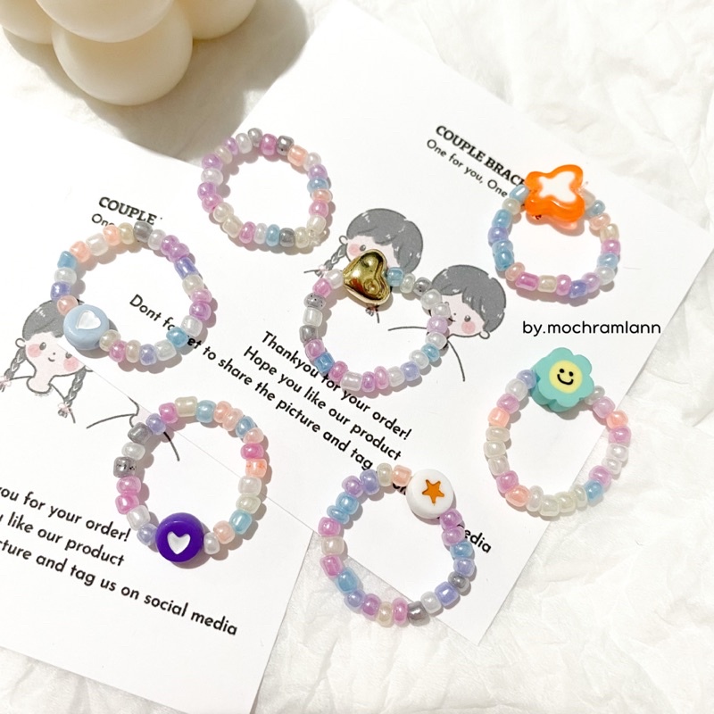 beads ring pastel colour / cincin beads ring warna pelangi / cincin model korea