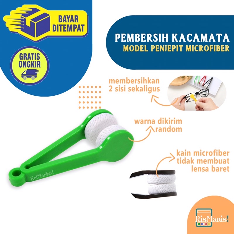 MICROFIBER EYEGLASS CLEANER - Pembersih Kacamata Sikat Ajaib Penjepit 2 Sisi Lensa Jernih Anti Baret