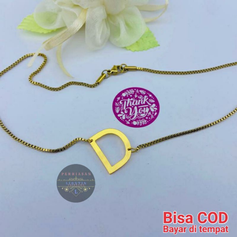KALUNG INISIAL A~Z LAPIS EMAS 24K | ANTI KARAT DAN ANTI LUNTUR