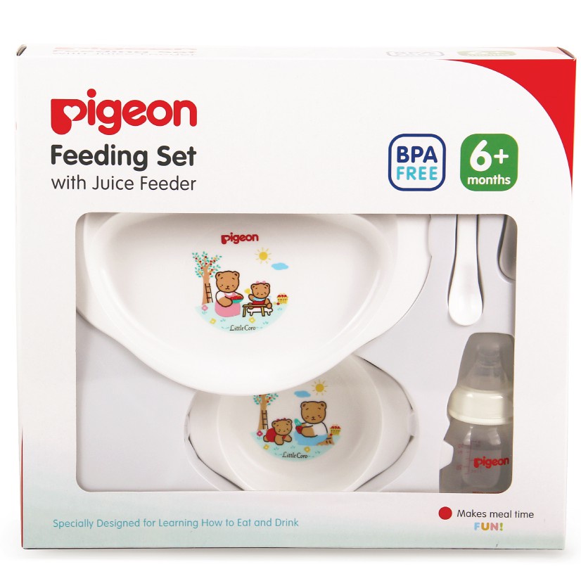 Pigeon Feeding Set With Juice Feeder Paket Peralatan Makan Bayi dan Dot