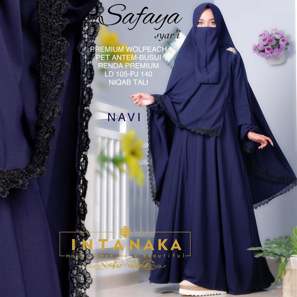 Safaya - Baju Gamis Syari Wanita Set Jilbab Cadar Busui Dress Pesta Cewek Perempuan (COD) Pet Antem