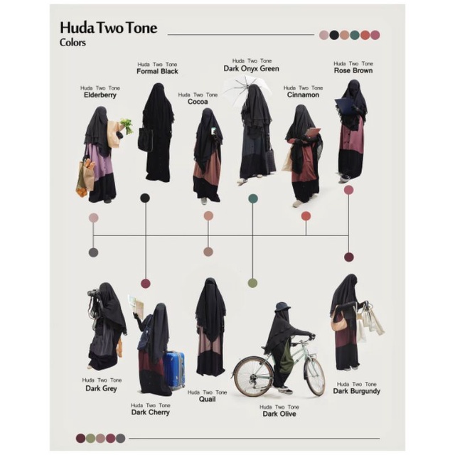Huda abaya Elmadina huda two tone elmadina abaya