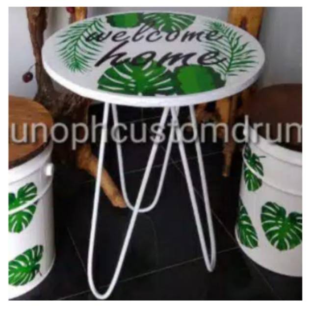 Meja minimalis teras kaki besi / meja cafe