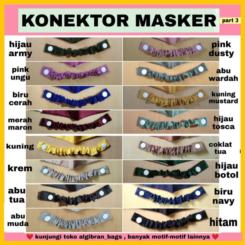 konektor masker hijab polos/pengait masker/tali