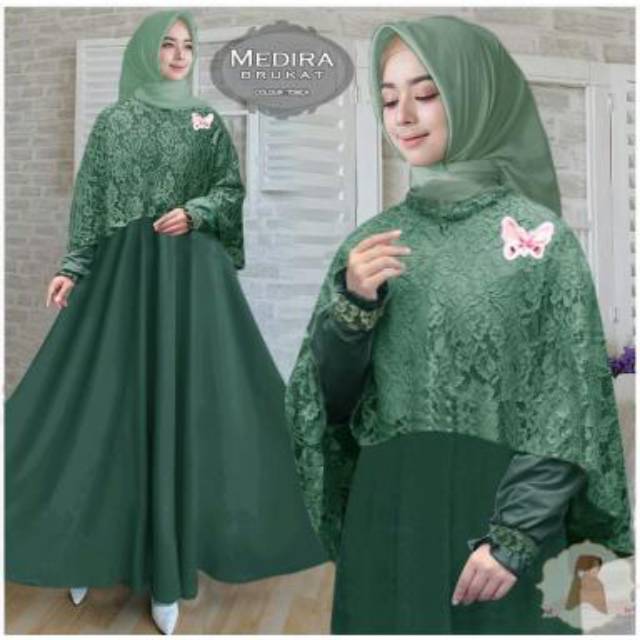 Gamis Medira syari ori Ep - gamis friendly jumbo - gamis big size murah - maxi brukat size jumbo