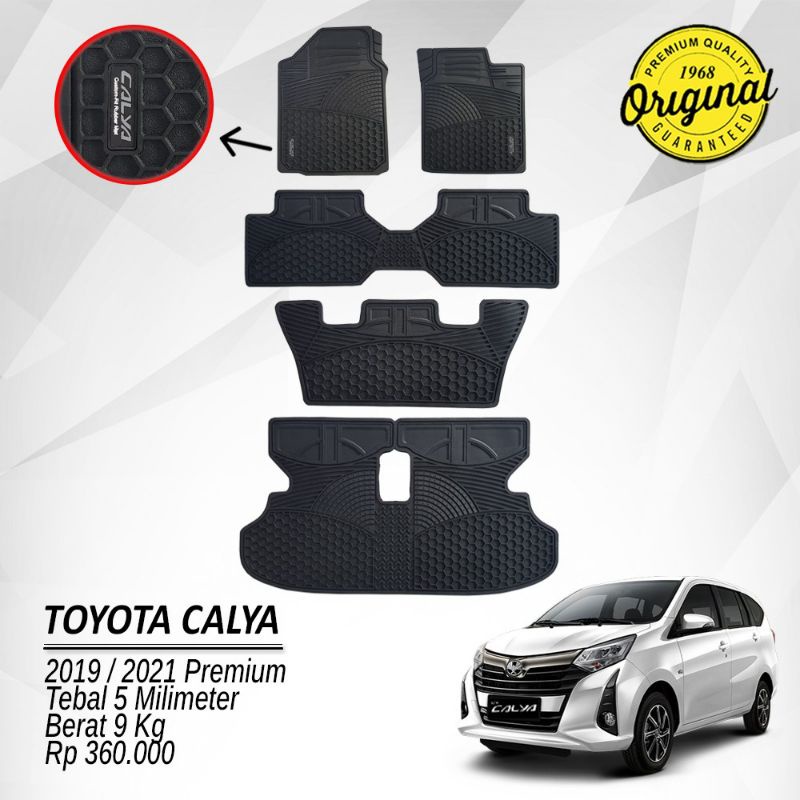 KARPET MOBIL CALYA 2019 - 2021 LOGO PUTIH FULL SET PREMIUM