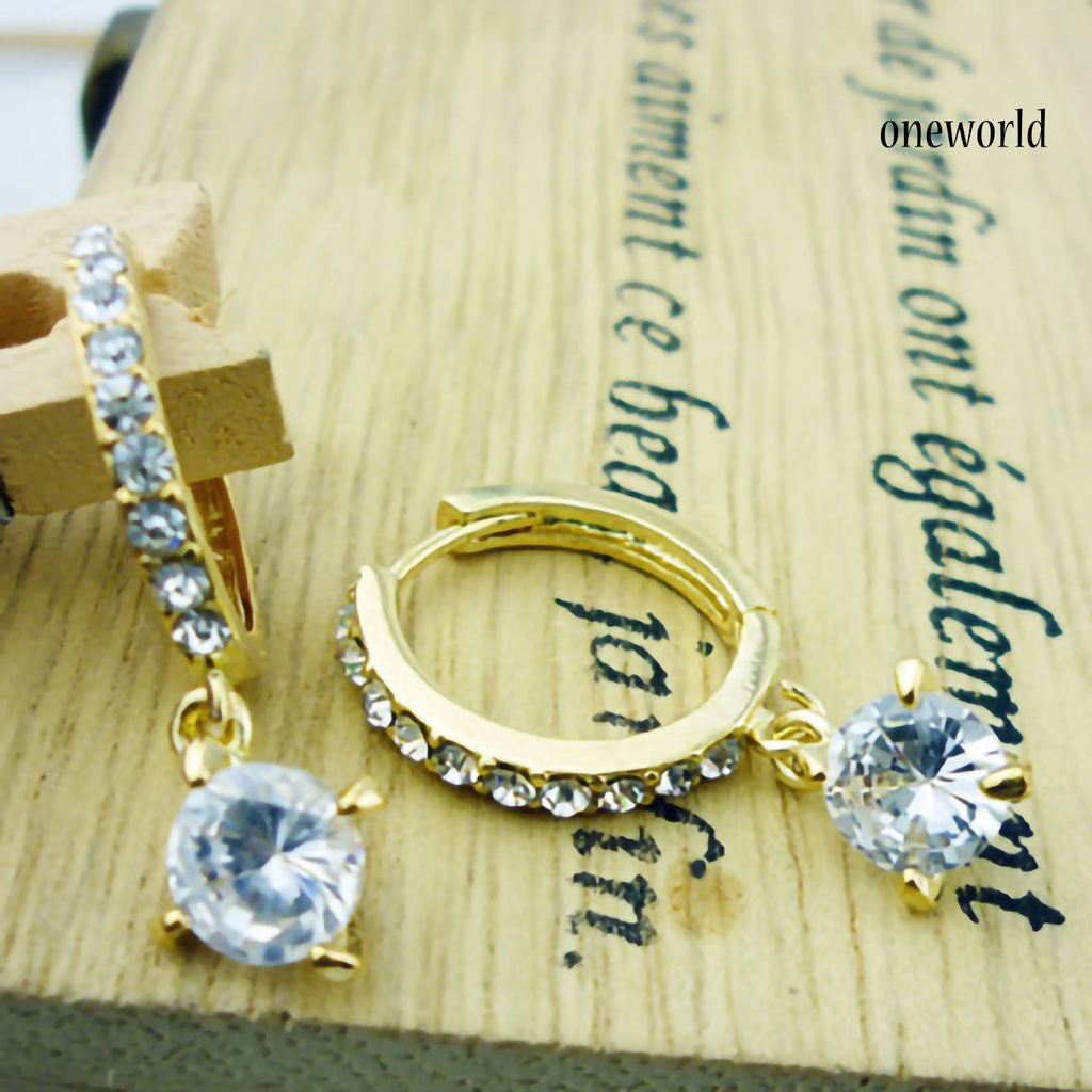 OW@ Ear Pendant Charming Faux Crystal Rhinestone Shiny Delicate Dangle Earrings for Banquet