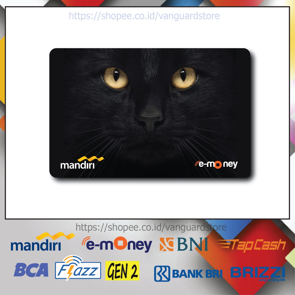 KARTU E MONEY E TOLL KUCING HITAM ANIMAL 19 EMONEY MANDIRI FLAZZ BCA BNI TAPCASH BRIZZI BRI - 1 SISI