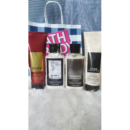 BATH & BODY WORKS LOTION MENS / GRAPHITE / MARBLE / BOURBON